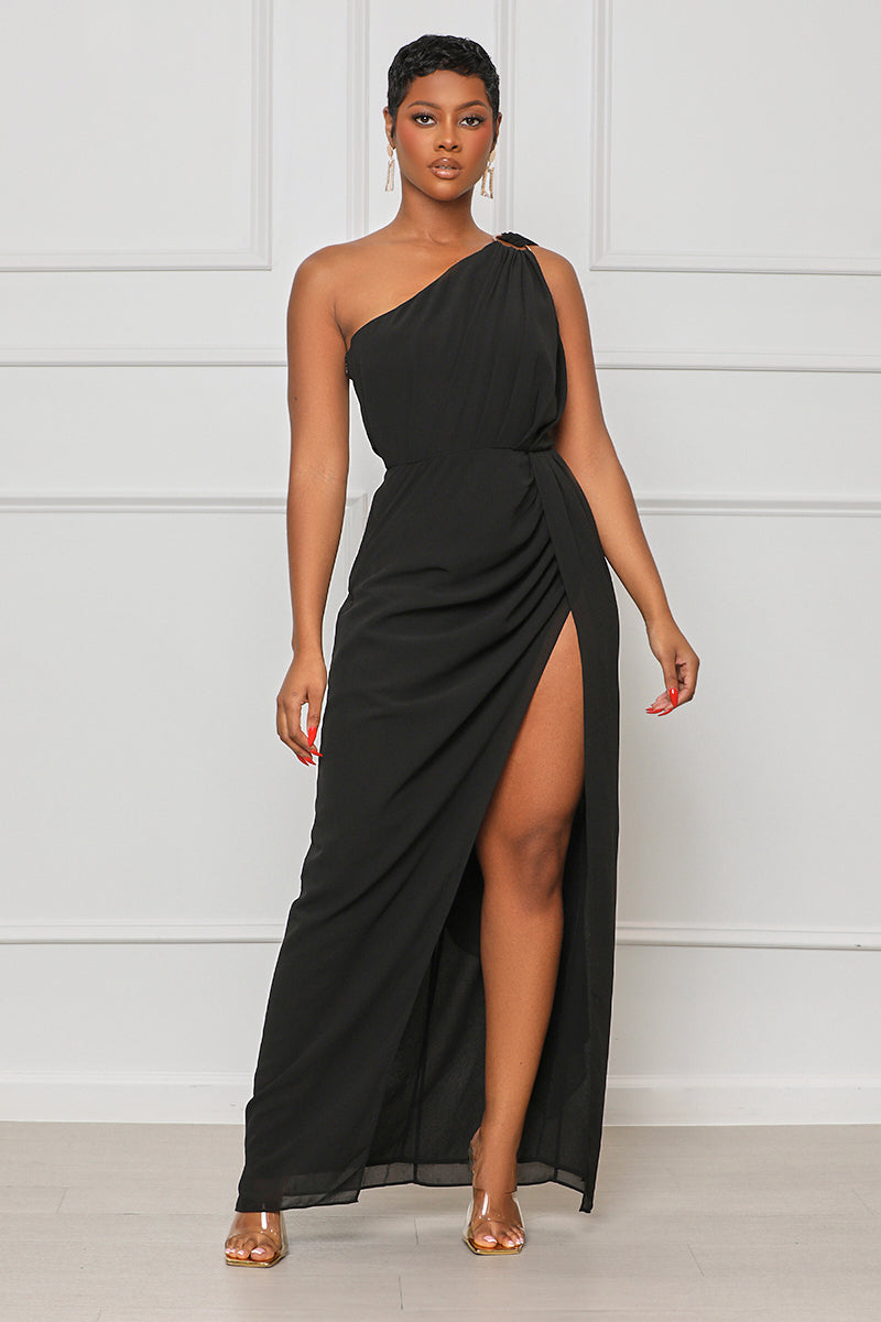 black slit dress
